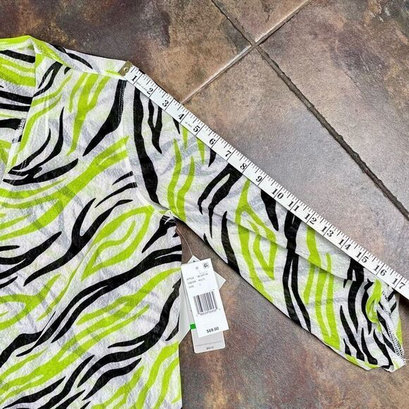 NWT Multiples Going Green Sheer Open Front Zebra Cardigan Large - Picture 5 of 12